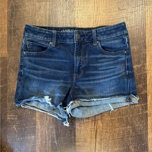 American Eagle Outfitters Dark Blue distressed denim shorts